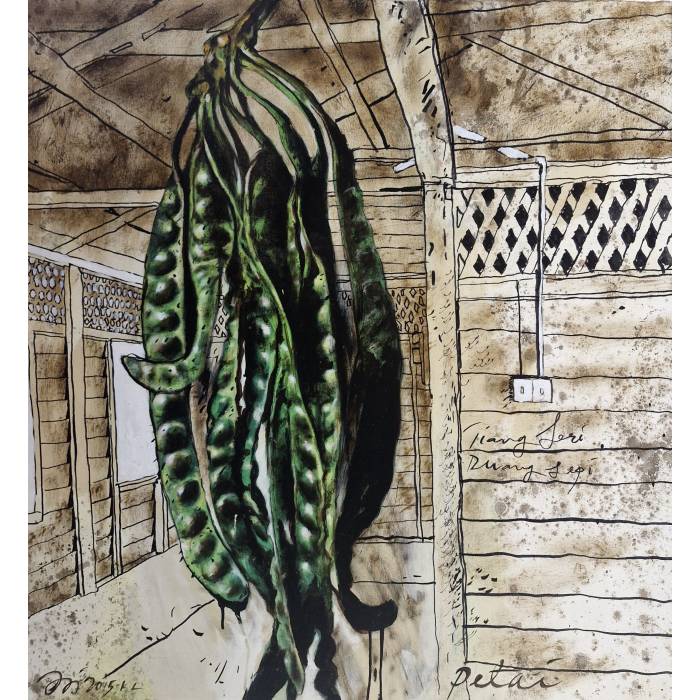 Jalaini Abu Hassan — Petai, Mixed Media on Canvas, 2015